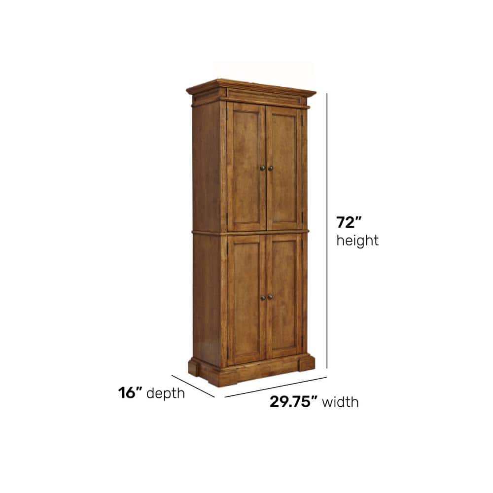 Vintage Distressed Oak Pantry Cabinet with Adjustable Shelves 72" High