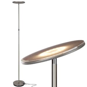Sky 63 in. Brushed Nickel Industrial 1-Light Dimmable LED Floor Lamp with Adjustable Head