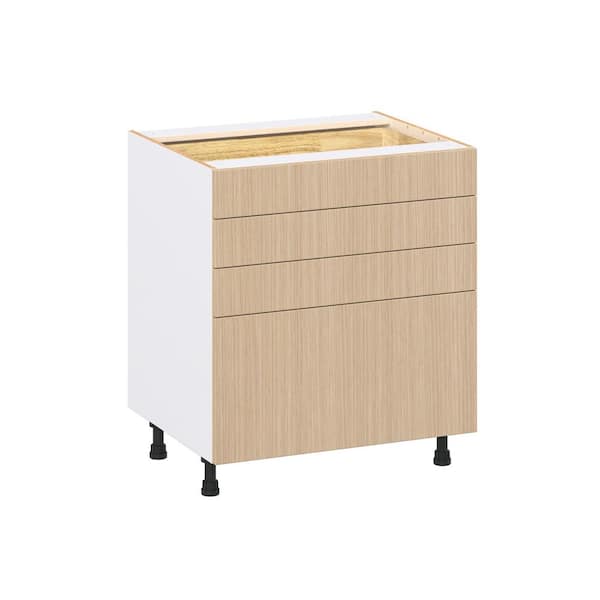 J COLLECTION Timberline 30 in. W x 24.5 in. D x 34.5 in. H Assembled Shaker Drawer Base Kitchen Cabinet in Mojavi Oak with 4-Drawers