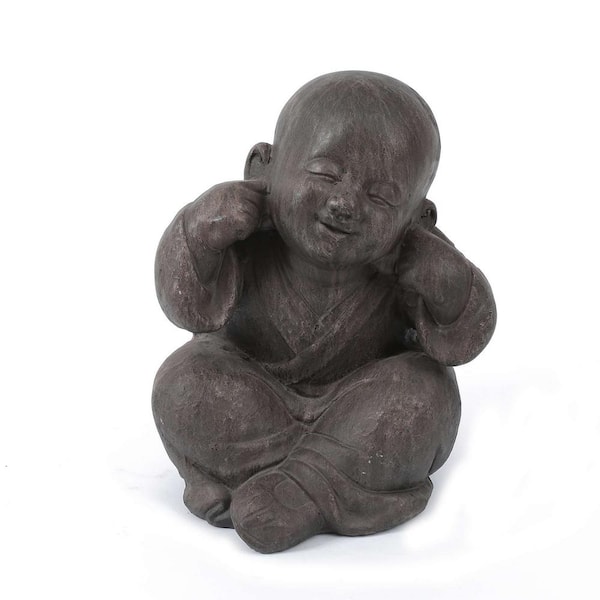 LuxenHome Weathered Brown MgO Quiet Little Buddha Monk Garden