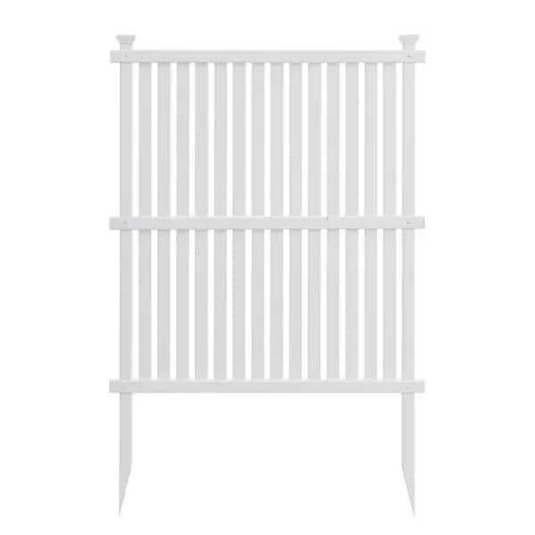 Justincity 48 in. Vinyl Garden Fence, Privacy Screen Panels for Air Conditioner, Trash Can in White Color
