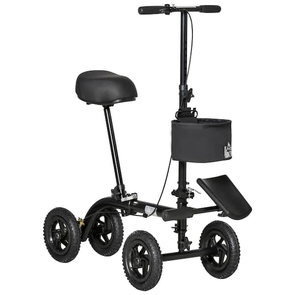 HOMCOM 4-Wheel Foldable Steerable Medical Scooter in Black 712-048 ...