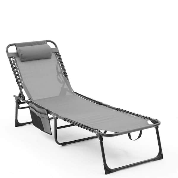 Unbranded Folding Chaise Lounge Pool Chair Set of 2, Patio Sun Tanning Chair, Outdoor Lounge Chair with 4-Position Reclining