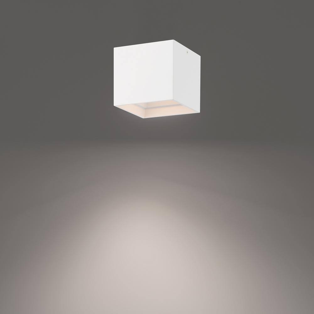 Downtown Sleek White Aluminum LED Flush Mount for Indoors & Outdoors