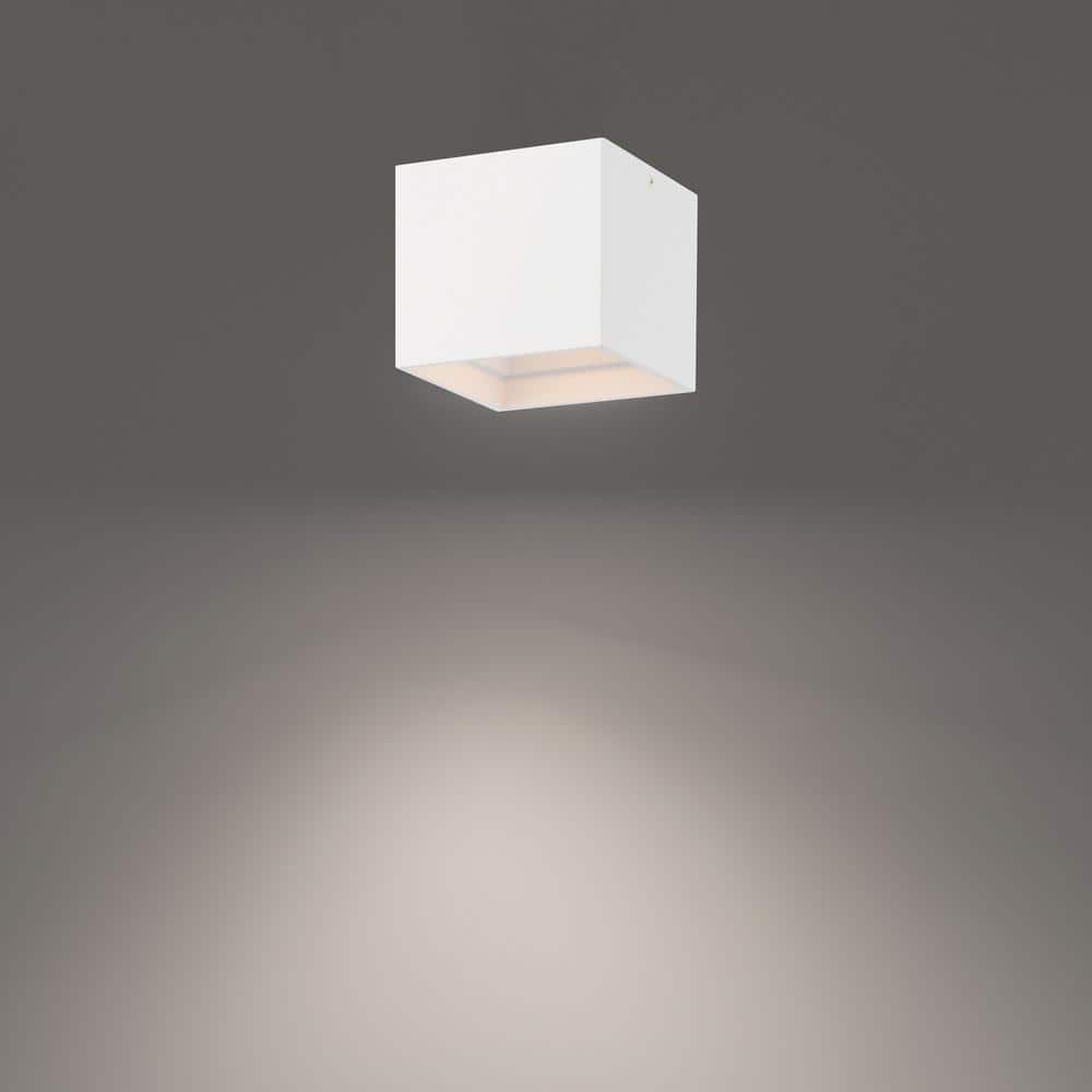 Downtown Sleek White Aluminum LED Flush Mount for Indoors & Outdoors