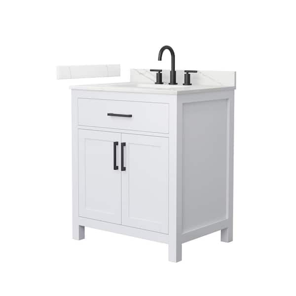Beckett 30 in. Single Freestanding White Bath Vanity with Giotto Quartz Top (Assembled)