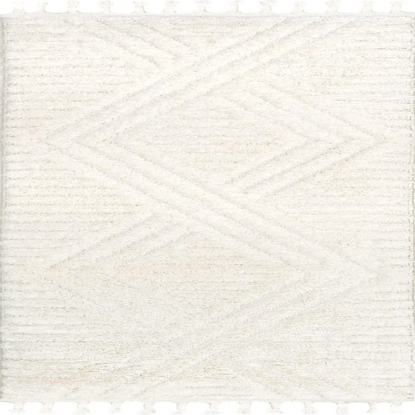 nuLOOM Risette Geometric Shag Tassel Beige 2 ft. 8 in. x 8 ft. Runner Rug