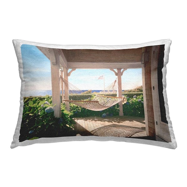 Stupell Industries Coastal Patio Hammock Outdoor Printed Throw Pillow by Tom Mielko