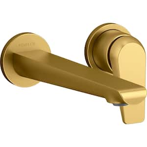 Avid Single Handle Wall Mounted Faucet in Vibrant Brushed Moderne Brass