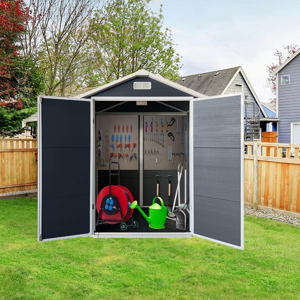 ToolCat 6x4 ft Plastic Outdoor Storage Shed with Lockable Door
