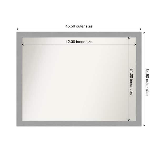 Amanti Art Brushed Nickel 45.5 in. x 34.5 in. Custom Non-Beveled Recycled Polystyrene Framed Bathroom Vanity Wall Mirror