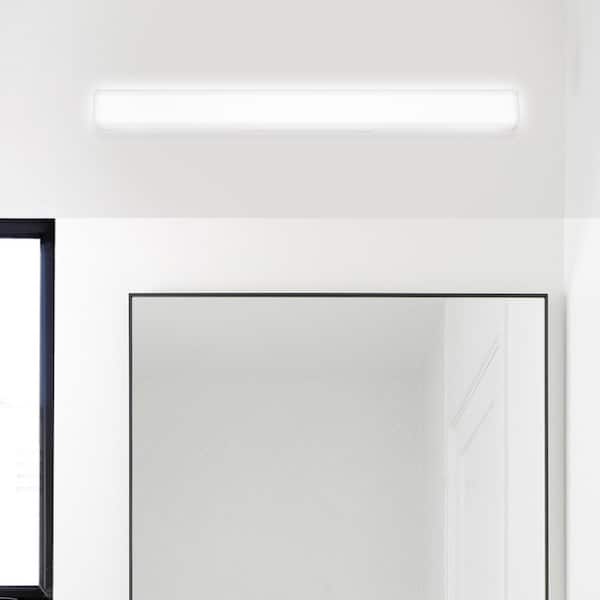 YANSUN 24 in. 1-Light Integrated LED Chrome Modern Rectangle Vanity Light Bar Wall Sconce for Bathroom Mirror