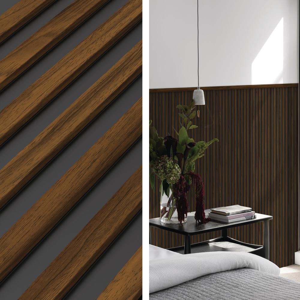 48" x 6" Brown and Black 3D Vinyl Wall Paneling