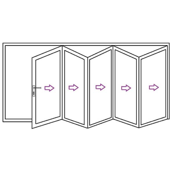 144 in. x 80 in. in Black Aluminum Right Swing/Outswing Folding Patio Door