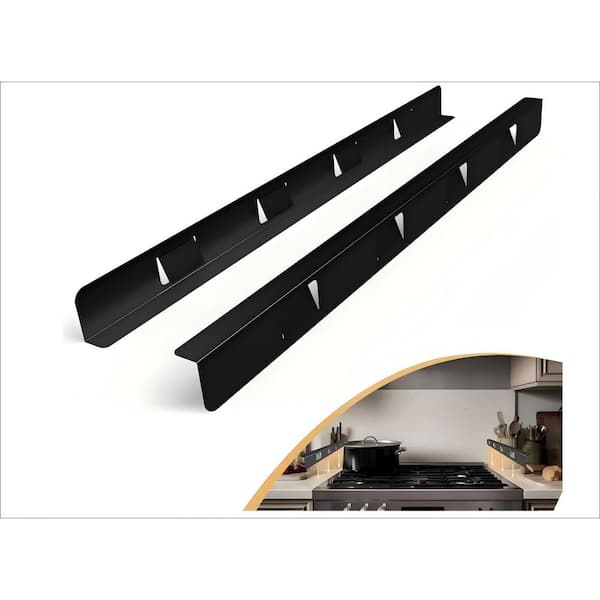 23.2 in. Stainless Steel Stove Gap Filler, Oven Side Gap Filler Between Stove and Counter for Kitchen, Black (2-Pack)