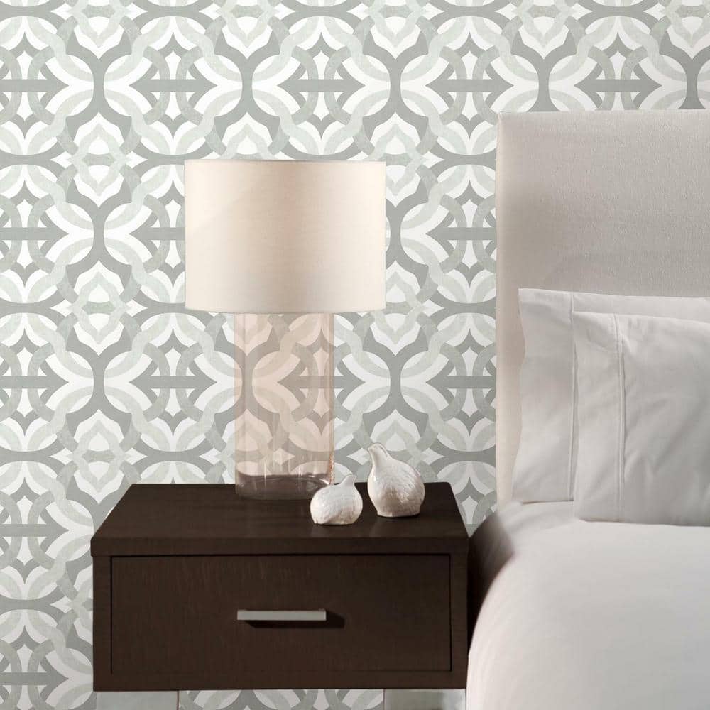 Taupe and White Geometric Peel and Stick Wallpaper Roll