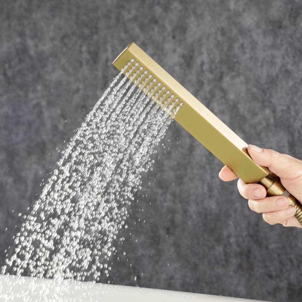 Brushed Gold Freestanding Tub Faucet with Hand Shower