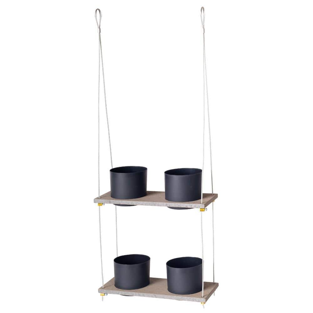Urban Garden 12 in. Shelf with 2 Pots Modern Stone Gray Composite Resin Wall Mount Planter (2-Pack) price history on PriceWatchPro