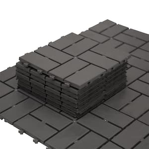 12 in. x 12 in. Square Composite Decking Tiles, 4-Slat Plastic Outdoor Flooring Tile All Weather(Gray, Pack of 36)