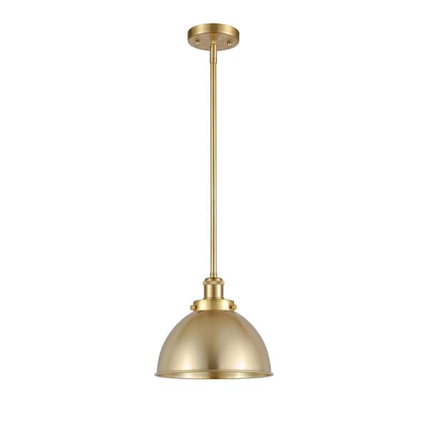 Ballston Urban 60-Watt 1-Light Satin Gold Shaded Mini Pendant Light with Metal Shade