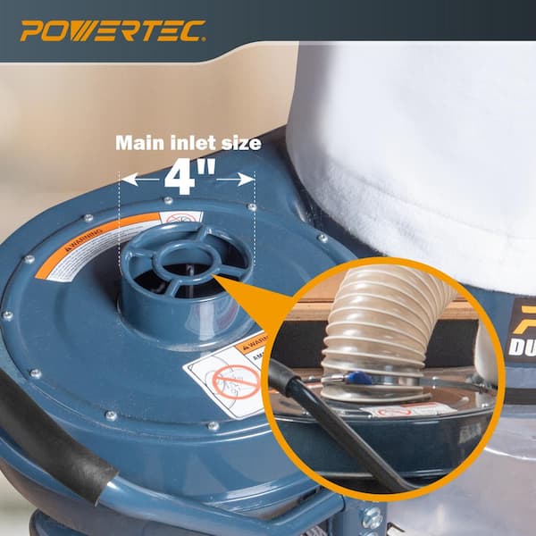 POWERTEC 1 HP, 800 CFM Dust Collector with 1 Micron Dust Collector
