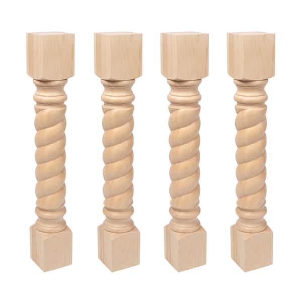 35.25 in. x 5 in. Unfinished Solid North American Hard Maple Rope Kitchen Island Leg (4-Pack)
