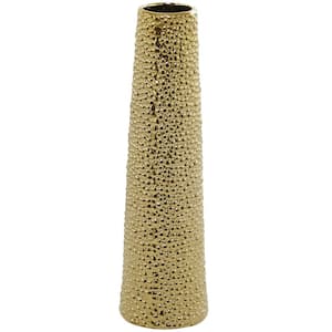 25 in. Gold Ceramic Decorative Vase with Bubble Texture