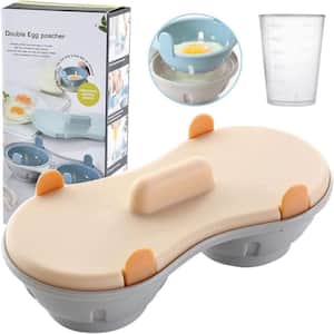 Microwave Egg Poacher 2-Cup White Silicone Nonstick Dishwasher Safe Kitchen Gadget with Measuring Cup