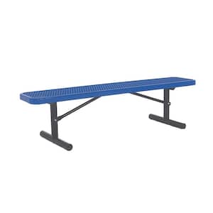 6 ft. Diamond Blue Portable Commercial Park Bench without Back Surface Mount
