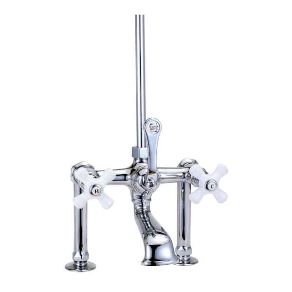 Elizabethan Classics RM15 3-Handle Claw Foot Tub Faucet with Metal Cross Handles in Polished Chrome