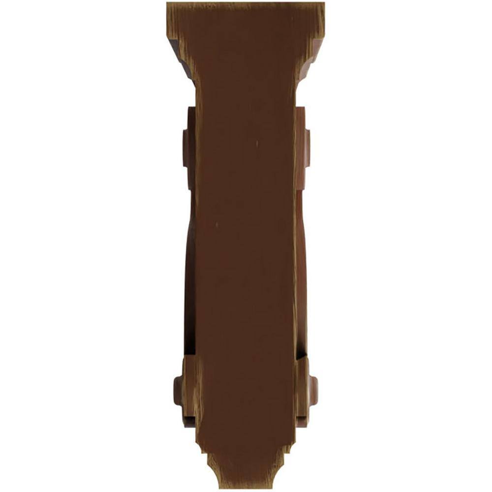 Weathered Brown Vintage Scroll Rubberwood Corbel, 10.5" Height