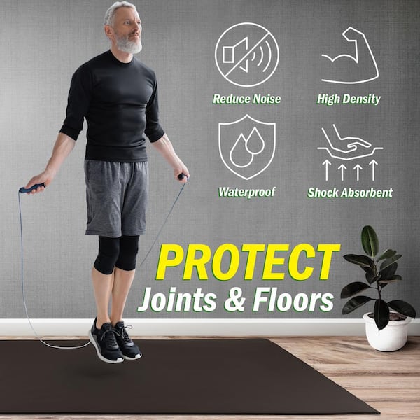 Wakeman 6 ft. L x 4 ft. W - 8mm Thick - 24 Sq. Ft. - Non-Slip Yoga