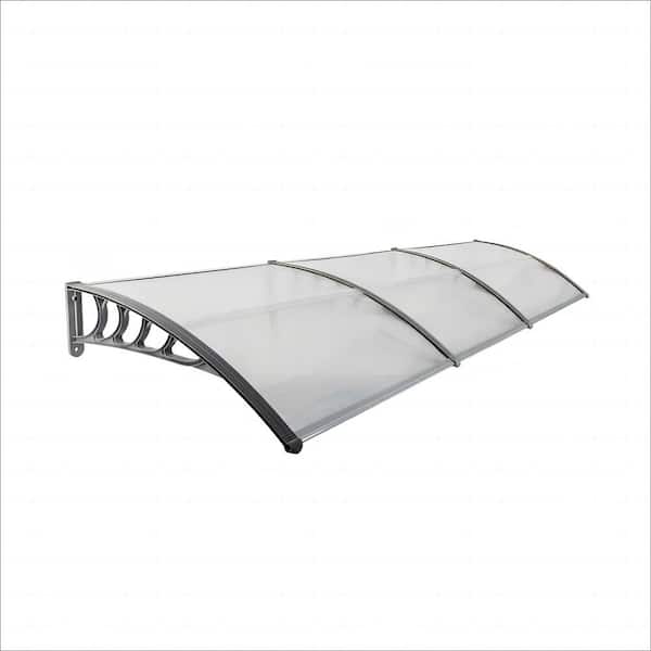 118 in. Gray Bracket Door and Window Fixed Awning in Clear