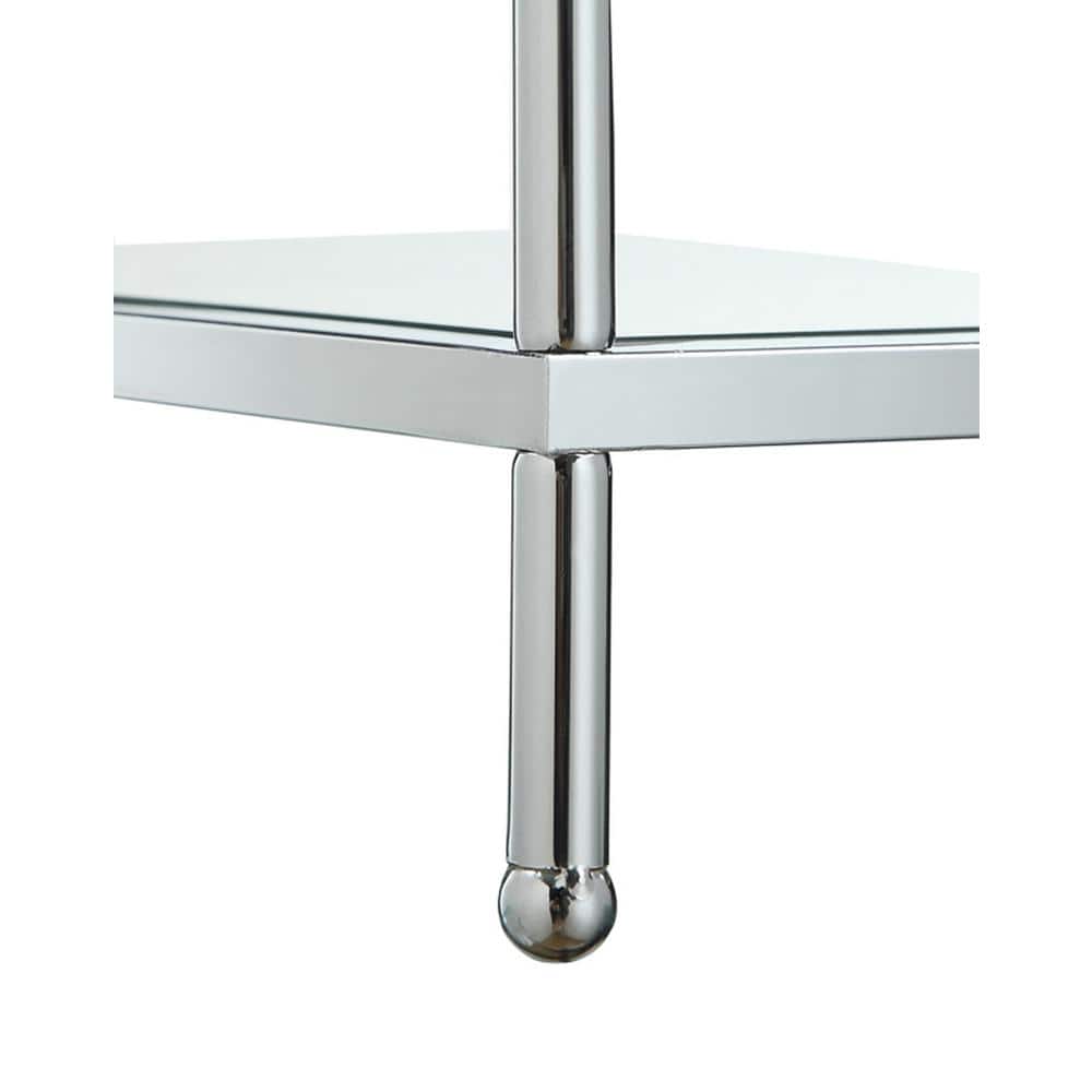 Modern Chrome and Glass Slim Console Table with 3 Tiers