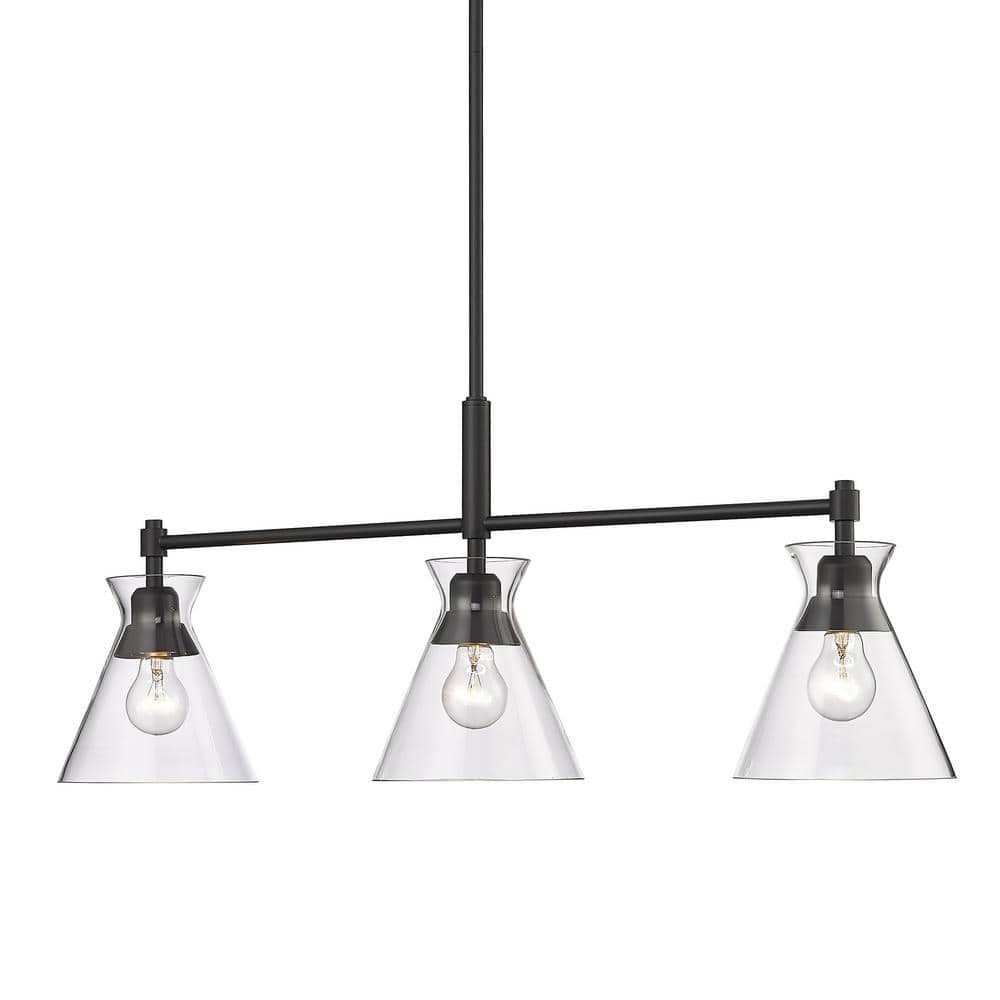 Malta Matte Black Linear Pendant with Clear Glass Shades
