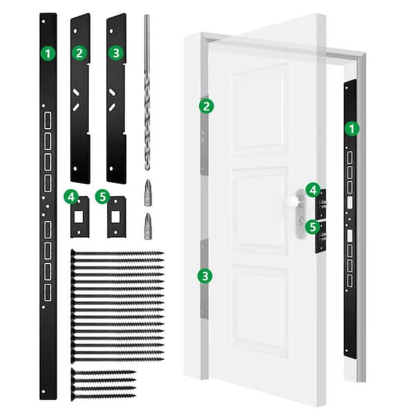 Angel Sar 46" Heavy Duty Door Reinforcement Set, Door Frame Included 9/64" Long Drill Bit & Door Seal for Jamb Frame & Hinges