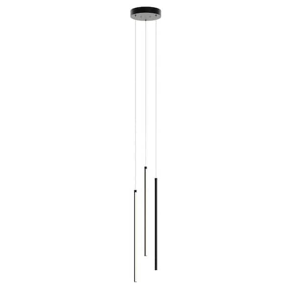 AFX Rosemont 8.33-Watt 3-Light Black Integrated LED Pendant Light with Acrylic Shade