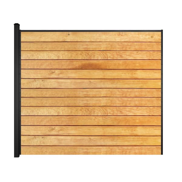 6 ft. x 6 ft. Horizontal Aluminum Fence Panel Including one 9 ft. Post, ready to add 13 units of 5/4 in. deck boards