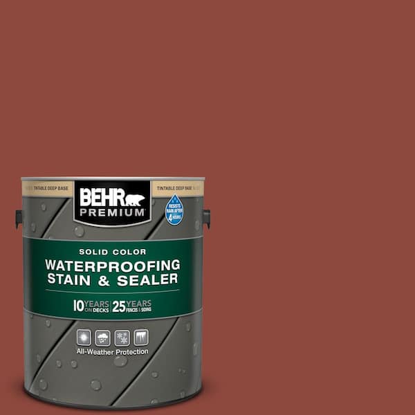 BEHR PREMIUM 1 gal. #PFC-10 Deep Terra Cotta Solid Color Waterproofing Exterior Wood Stain and Sealer