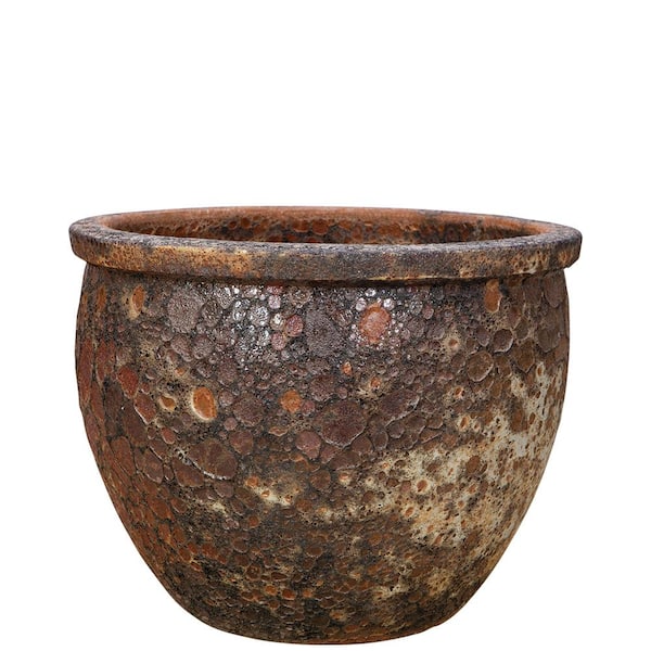 Unbranded 19 in. Volcanic Rust Ceramic Turner Fishbowl