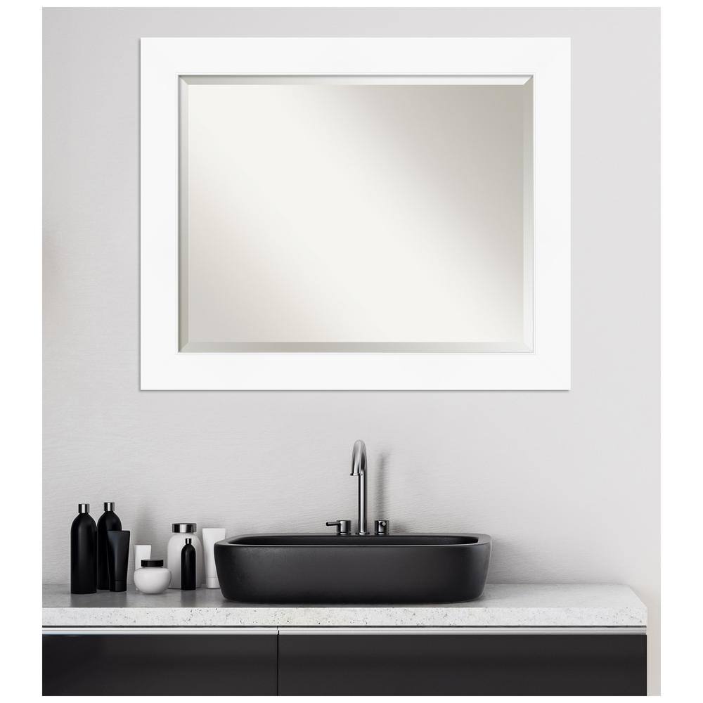 Cabinet White Beveled Bathroom Wall Mirror 33x27