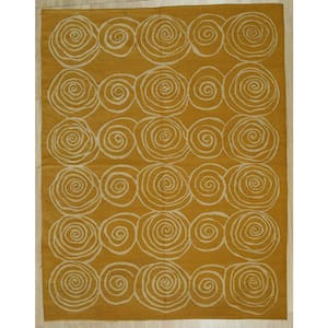 Handwoven Wool Gold 8 ft. x 12 ft. Contemporary Modern Flat Weave Area Rug