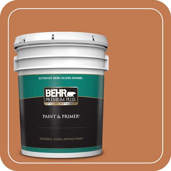 BEHR PREMIUM PLUS 5 gal. #240D-6 Chivalry Copper Semi-Gloss Enamel Exterior Paint & Primer
