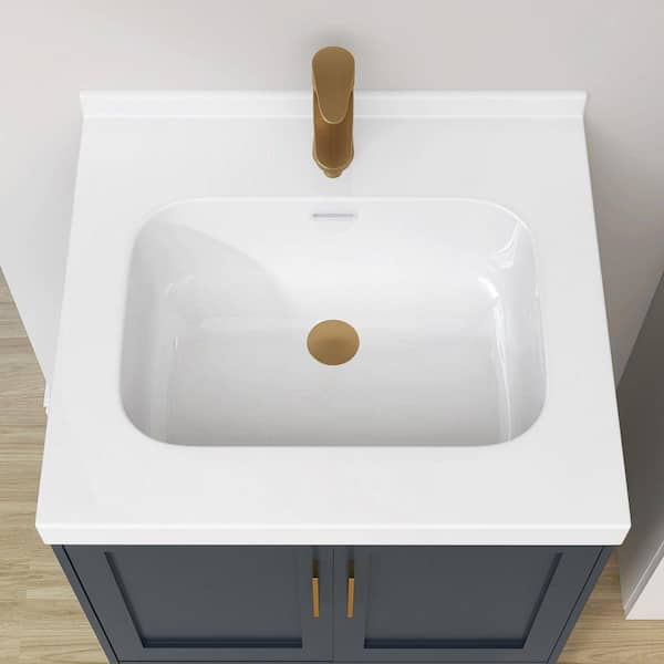 NTQ 24 in. W. x 22 in. D Solid Surface Resin White Vanity Top