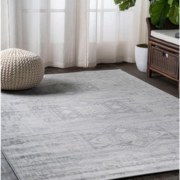 JONATHAN Y Modern Light Gray 8 ft. x 10 ft. Persian Vintage Medallion Area Rug