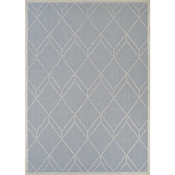 Liguria Noli Azul 7 ft. x 10 ft. Contemporary Flatweave Geometric Polypropylene Rectangle Indoor/Outdoor Area Rug