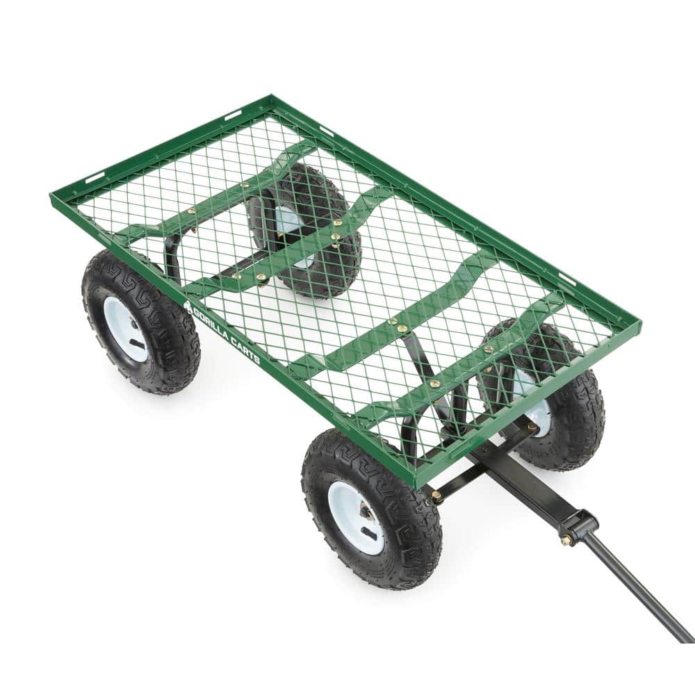 Green Steel Mesh Garden Cart with Removable Sides