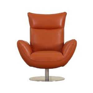 Charlie Contemporary Orange Leather Lounge Chair