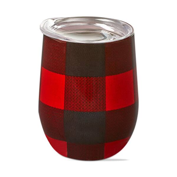 Tag Buffalo Check 12 oz. Red Stainless Steel Stemless Wine Glass