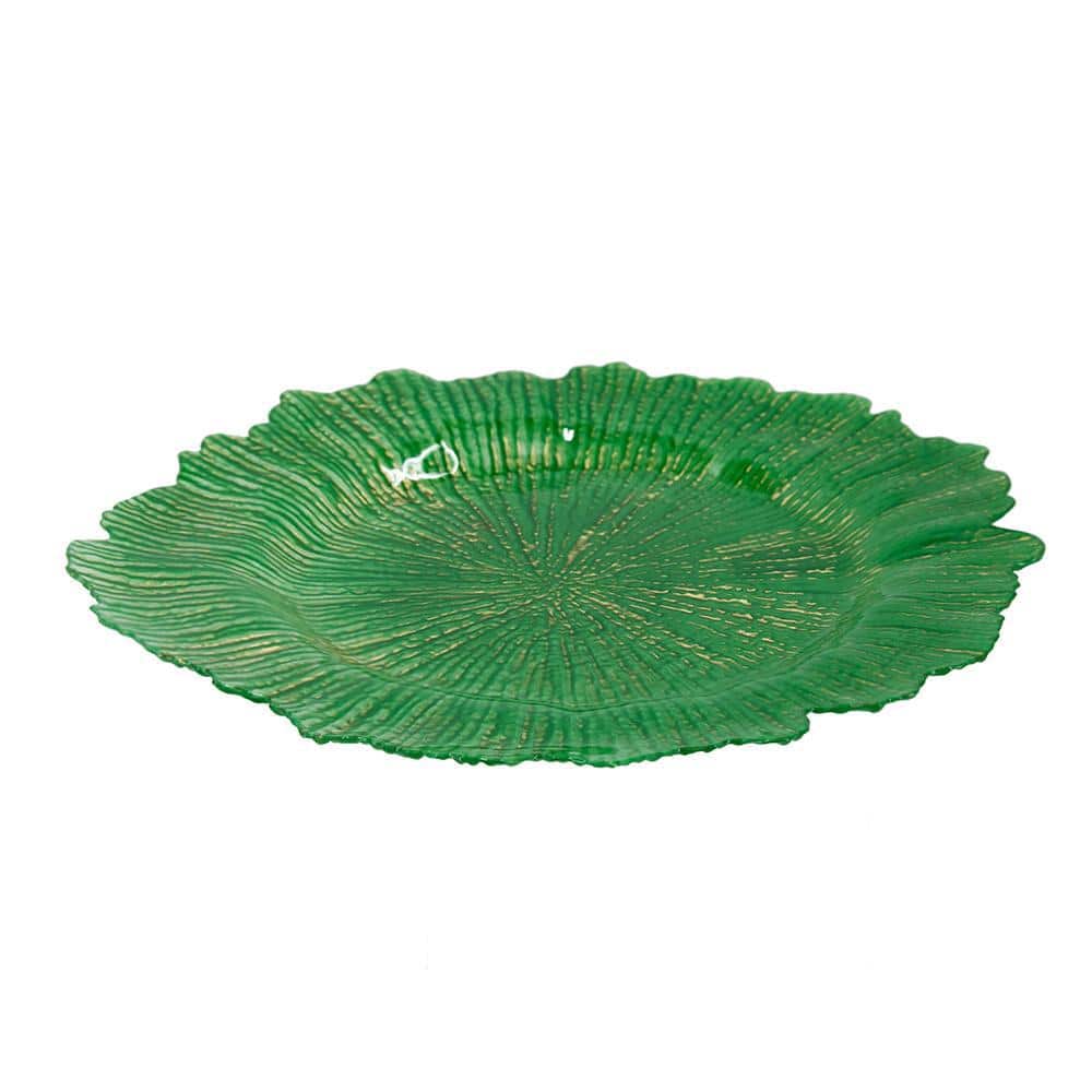 Set of 8 Green Plastic Reef Charger Plates